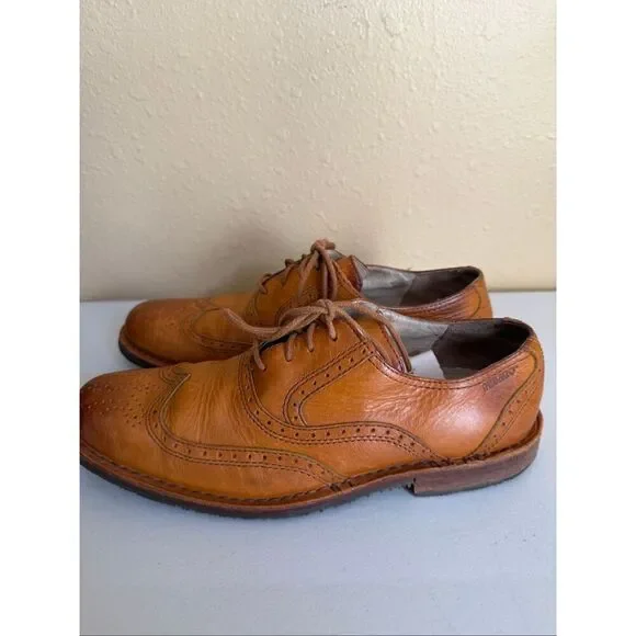 Sebago Men's Brattle Wing Tip Oxford Leather Shoe British Tan Vibram Sole SZ 7D